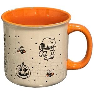 Peanuts Snoopy Vampire Halloween 20oz Mug Orange Cream Crackle Glaze Gibson 2020